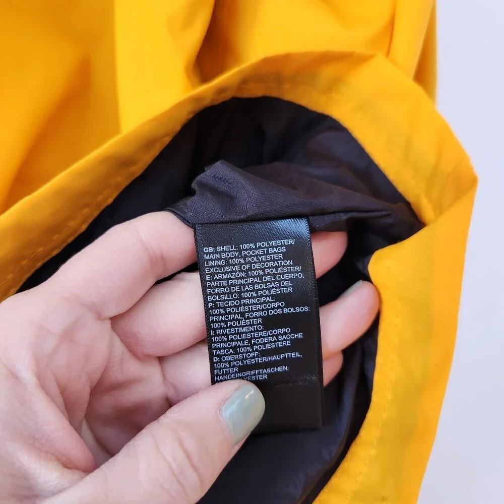 The North Face TNF Classic Wind Breaker Rain Jacket Windwall Yellow Fisherman L